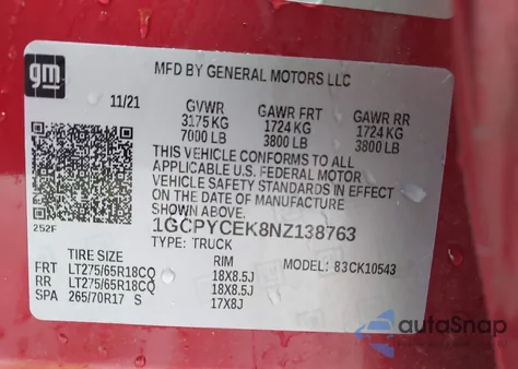 2022 Chevrolet Silverado 1500 Ltd 4Wd Short Bed Custom Trail Boss from USA, damaged, VIN 1GCPYCEK8NZ138763